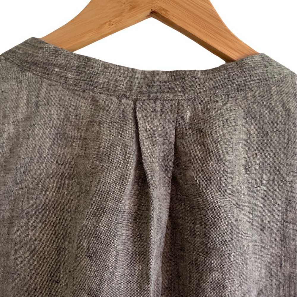 Andrea Jovine Linen Black Cream Pocket Blouse Size Large - Picture 7 of 12